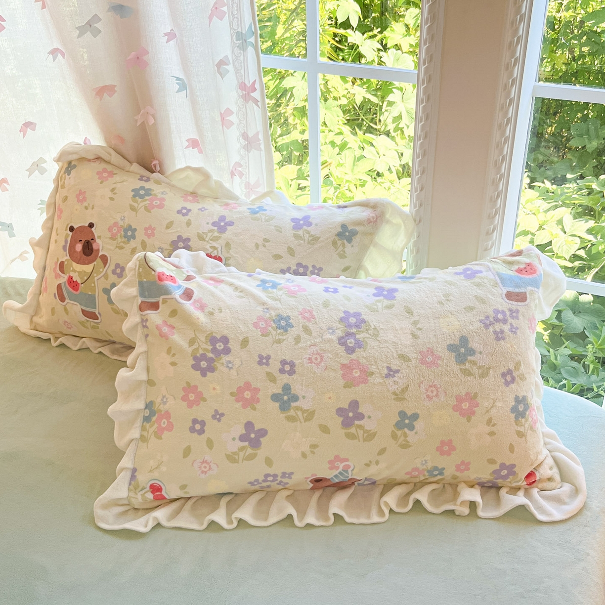 91家纺网 家纺一手货源 找家纺 慕澄家居 2025新款花边款牛奶绒印花四件套 花边款-快乐卡皮