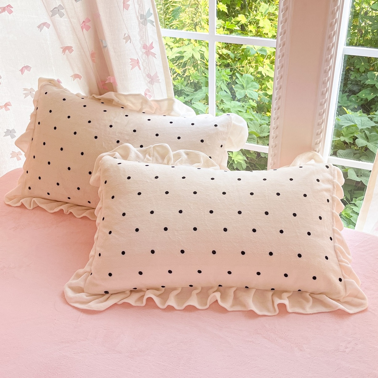 91家纺网 家纺一手货源 找家纺 慕澄家居 2025新款花边款牛奶绒印花四件套 花边款-浪漫波点