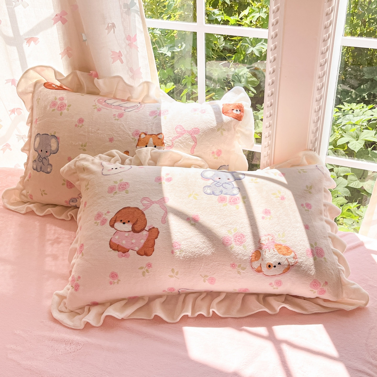 91家纺网 家纺一手货源 找家纺 慕澄家居 2025新款花边款牛奶绒印花四件套 花边款-碎花小汪