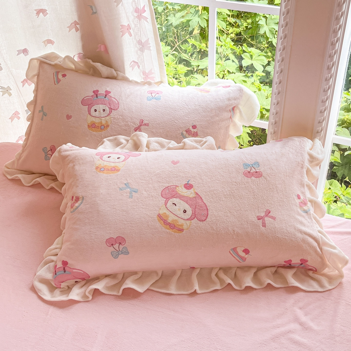 91家纺网 家纺一手货源 找家纺 慕澄家居 2025新款花边款牛奶绒印花四件套 花边款-甜品美乐蒂