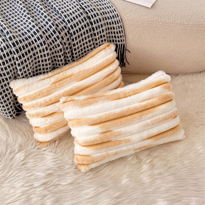 91家纺网 家纺一手货源 找家纺 梦舒羽 2025新款兔毛绒抱枕套法兰绒枕套宿舍枕芯套法莱绒30x50枕头套-抽条 兔毛绒抽条-梦幻奶咖