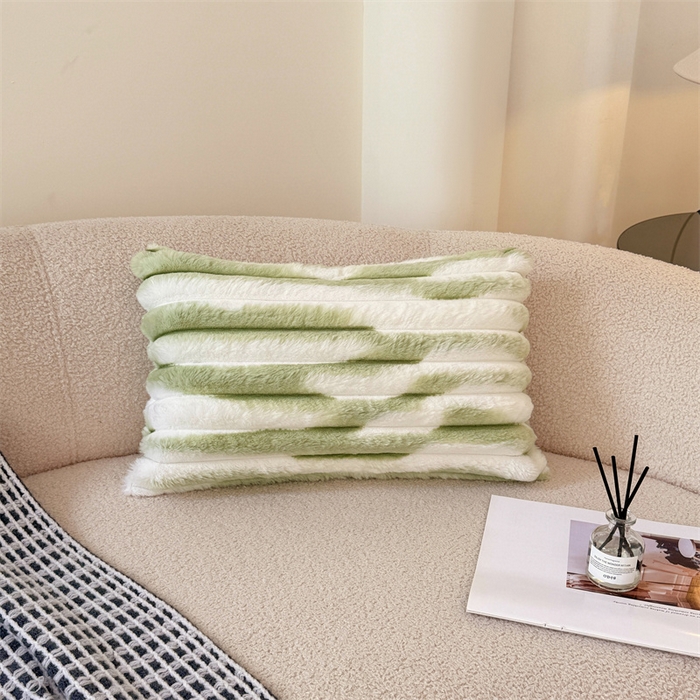 91家纺网 家纺一手货源 找家纺 梦舒羽 2025新款兔毛绒抱枕套法兰绒枕套宿舍枕芯套法莱绒30x50枕头套-抽条 兔毛绒抽条-梦幻果绿