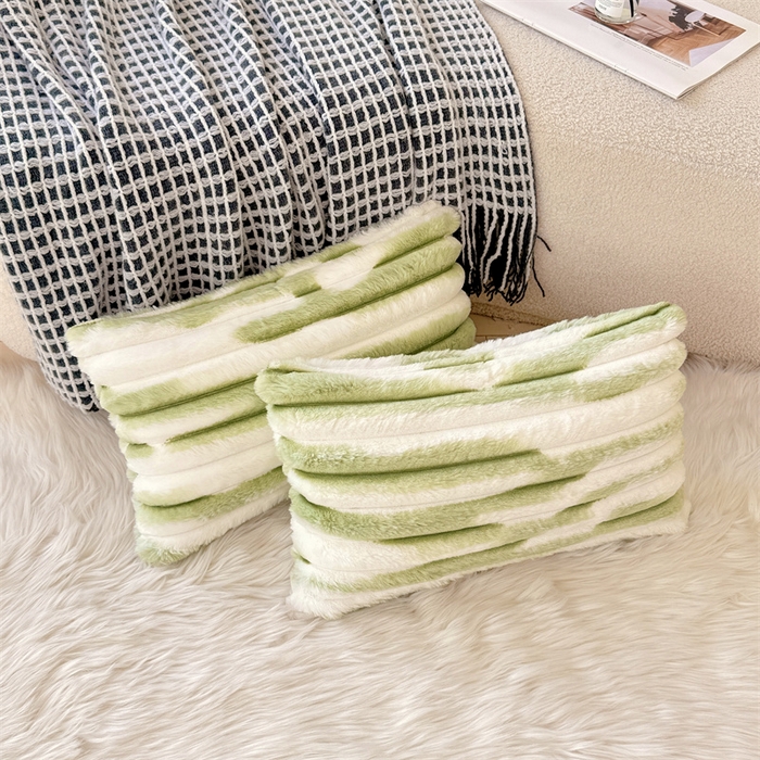 91家纺网 家纺一手货源 找家纺 梦舒羽 2025新款兔毛绒抱枕套法兰绒枕套宿舍枕芯套法莱绒30x50枕头套-抽条 兔毛绒抽条-梦幻果绿