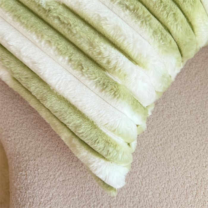 91家纺网 家纺一手货源 找家纺 梦舒羽 2025新款兔毛绒抱枕套法兰绒枕套宿舍枕芯套法莱绒枕头套-抽条 兔毛绒抽条-梦幻果绿