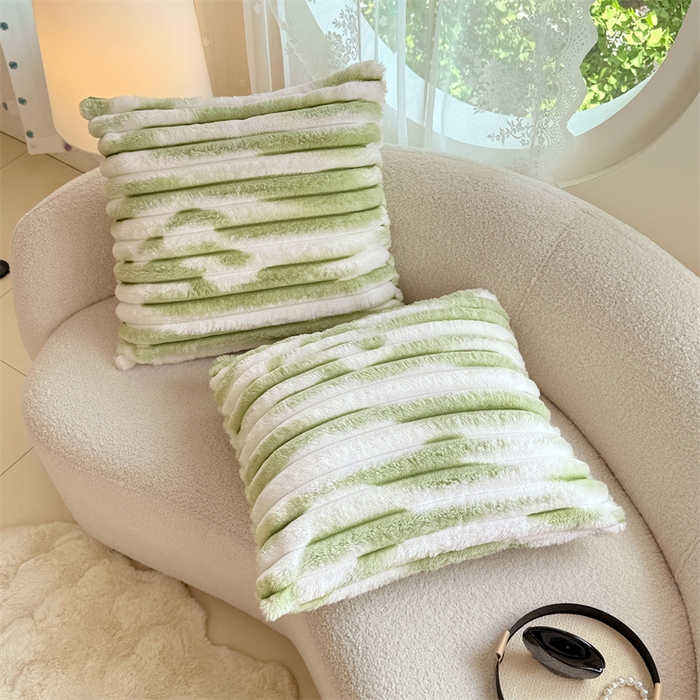 91家纺网 家纺一手货源 找家纺 梦舒羽 2025新款兔毛绒抱枕套法兰绒枕套宿舍枕芯套法莱绒枕头套-抽条 兔毛绒抽条-梦幻果绿