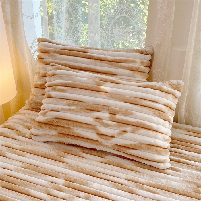 91家纺网 家纺一手货源 找家纺 梦舒羽 2025新款兔毛绒床笠床垫法兰绒保护套牛奶绒席梦思法莱绒床垫套-抽条 兔毛绒抽条-梦幻奶咖