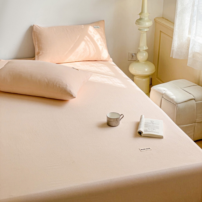 91家纺网 家纺一手货源 找家纺 澜妃 2025新款云感提花双层纱单床单  瓷玉泡泡