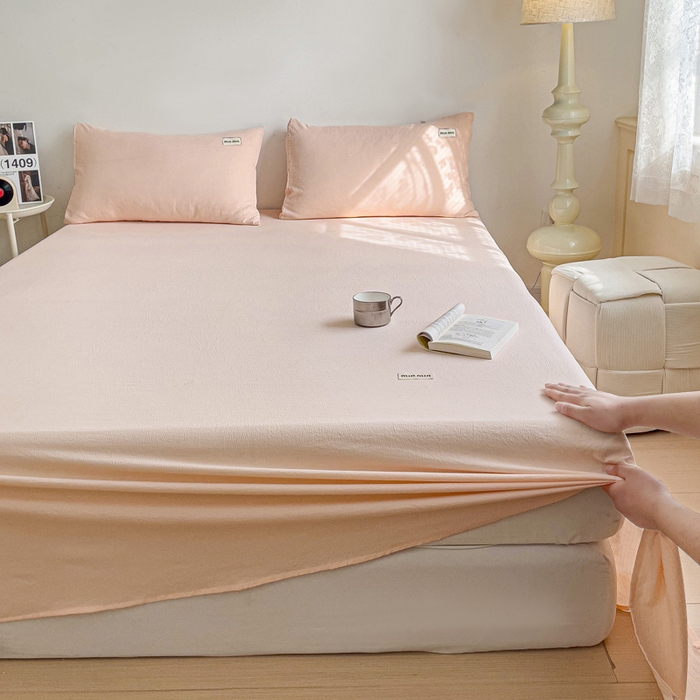 91家纺网 家纺一手货源 找家纺 澜妃 2025新款云感提花双层纱单床单  瓷玉泡泡