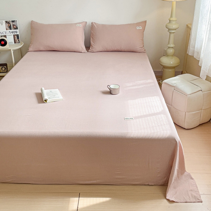 91家纺网 家纺一手货源 找家纺 澜妃 2025新款云感提花双层纱单床单  红灰泡泡