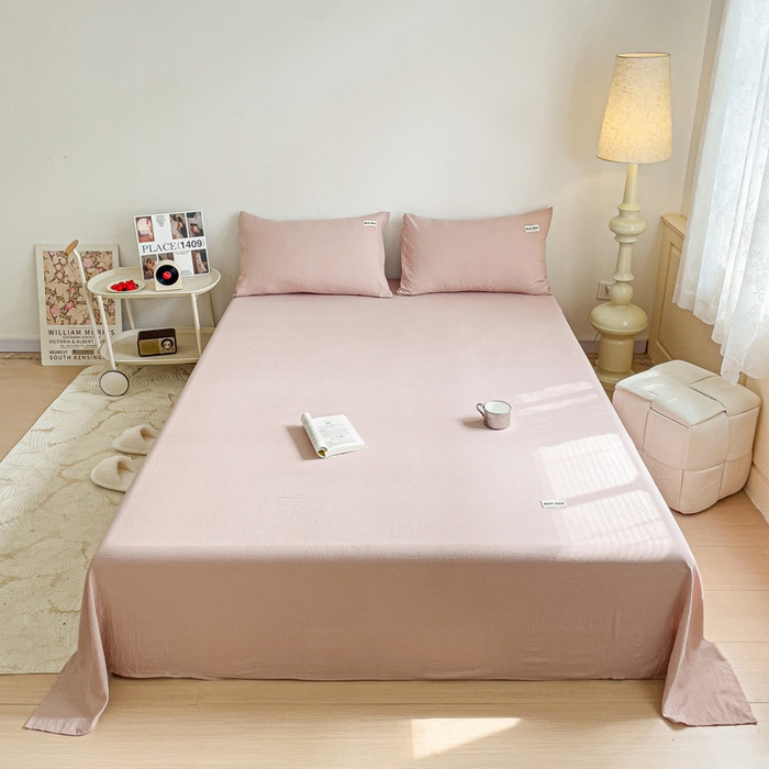 91家纺网 家纺一手货源 找家纺 澜妃 2025新款云感提花双层纱单床单  红灰泡泡