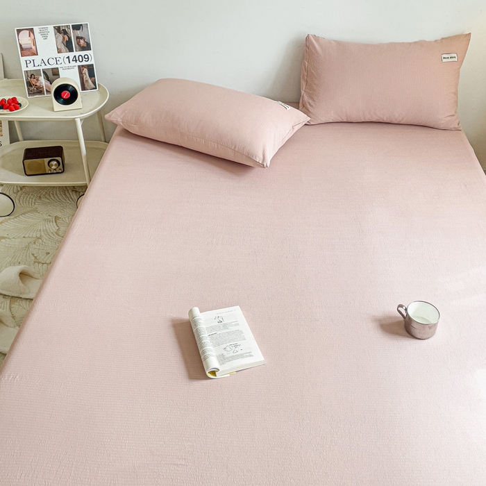 91家纺网 家纺一手货源 找家纺 澜妃 2025新款云感提花双层纱单床单  红灰泡泡