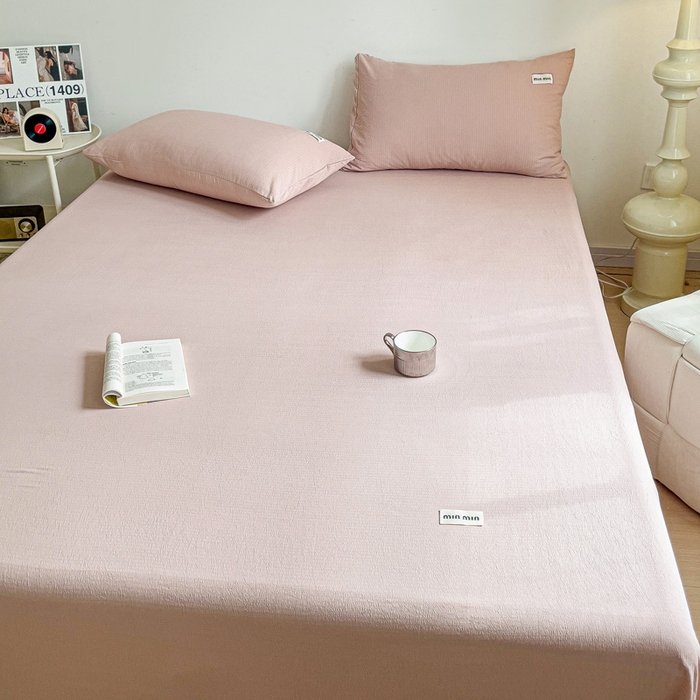 91家纺网 家纺一手货源 找家纺 澜妃 2025新款云感提花双层纱单床单  红灰泡泡