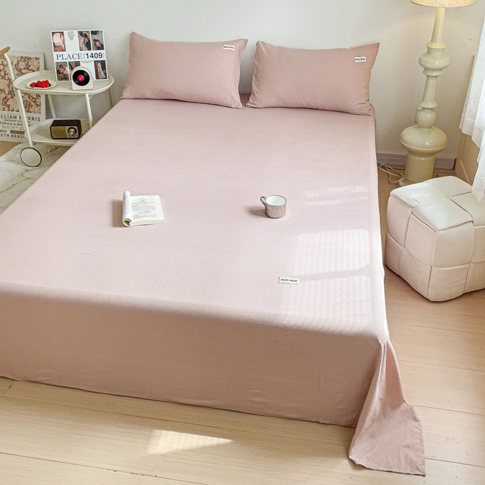 91家纺网 家纺一手货源 找家纺 澜妃 2025新款云感提花双层纱单床单  红灰泡泡