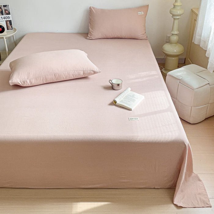 91家纺网 家纺一手货源 找家纺 澜妃 2025新款云感提花双层纱单床单  红灰泡泡