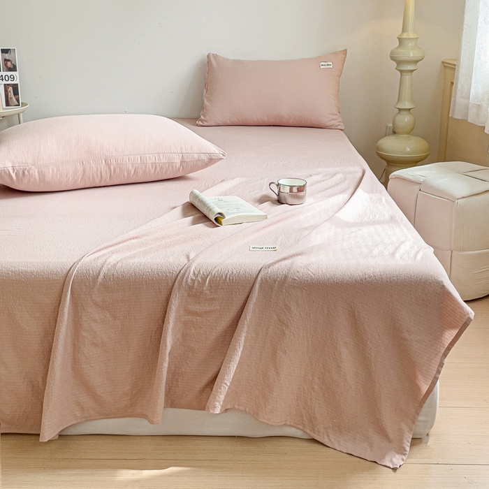 91家纺网 家纺一手货源 找家纺 澜妃 2025新款云感提花双层纱单床单  红灰泡泡