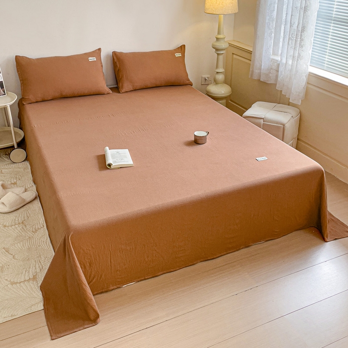 91家纺网 家纺一手货源 找家纺 澜妃 2025新款云感提花双层纱单床单  红棕泡泡