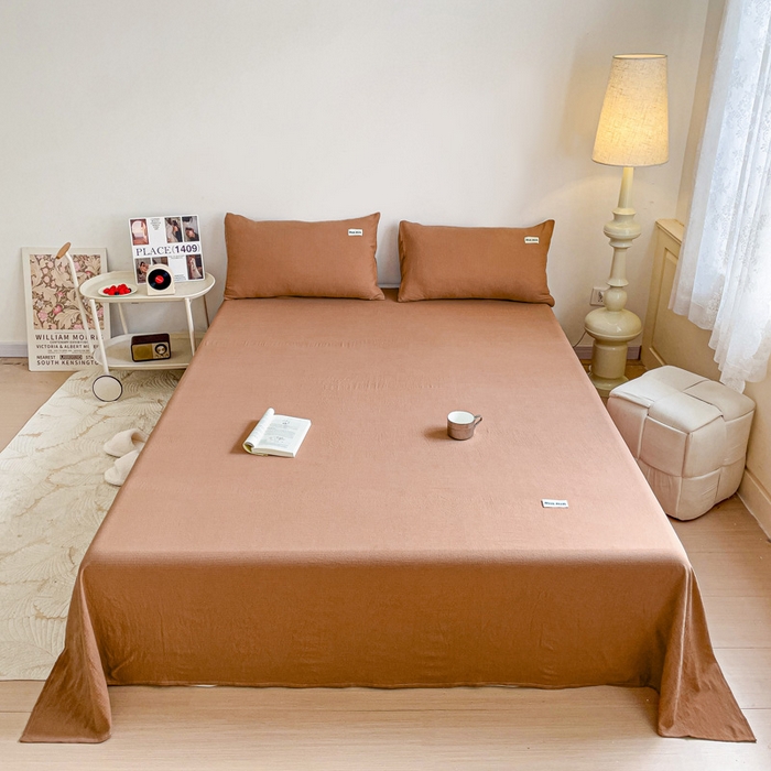 91家纺网 家纺一手货源 找家纺 澜妃 2025新款云感提花双层纱单床单  红棕泡泡