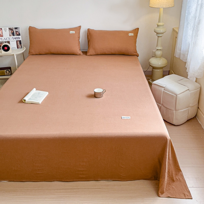 91家纺网 家纺一手货源 找家纺 澜妃 2025新款云感提花双层纱单床单  红棕泡泡