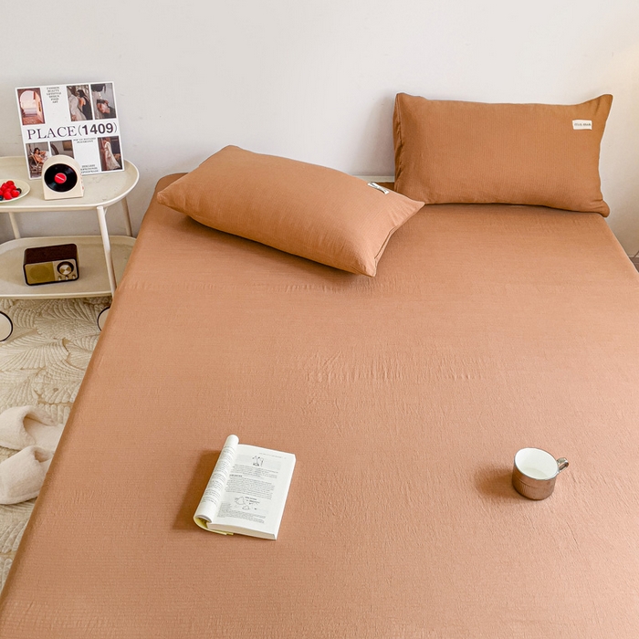 91家纺网 家纺一手货源 找家纺 澜妃 2025新款云感提花双层纱单床单  红棕泡泡