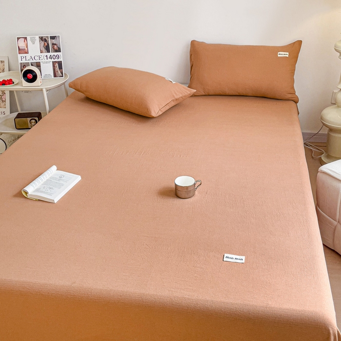 91家纺网 家纺一手货源 找家纺 澜妃 2025新款云感提花双层纱单床单  红棕泡泡