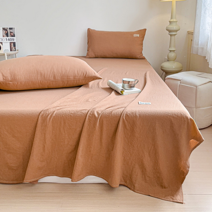 91家纺网 家纺一手货源 找家纺 澜妃 2025新款云感提花双层纱单床单  红棕泡泡