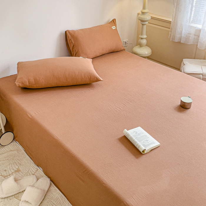 91家纺网 家纺一手货源 找家纺 澜妃 2025新款云感提花双层纱单床单  红棕泡泡