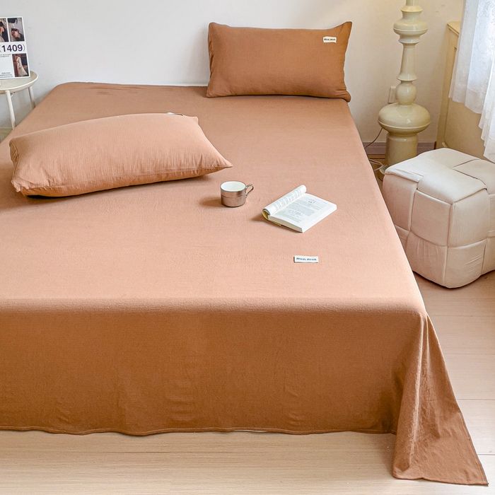 91家纺网 家纺一手货源 找家纺 澜妃 2025新款云感提花双层纱单床单  红棕泡泡