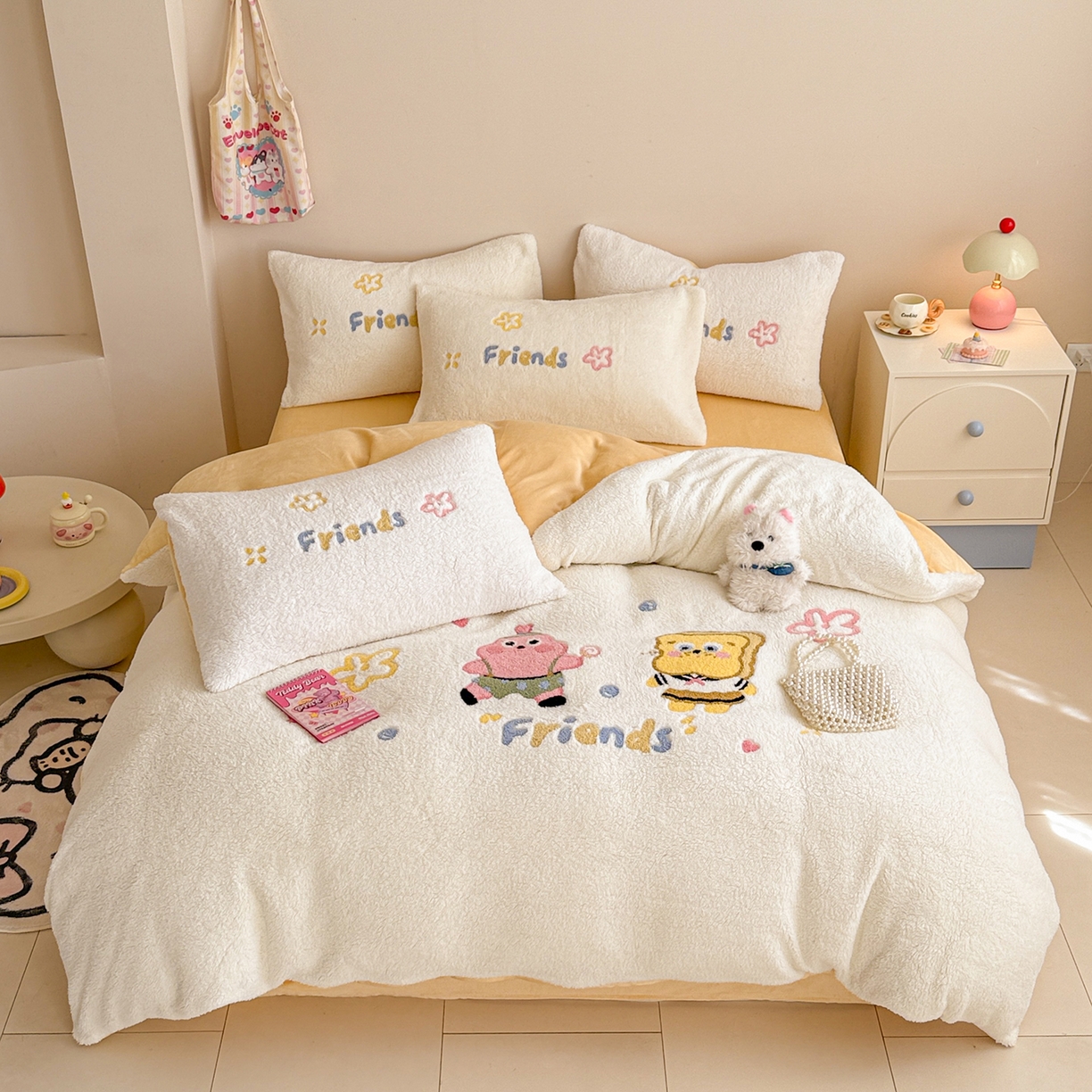 典曼家纺 2025新款A类羊羔绒刺绣四件套系列 好伙伴