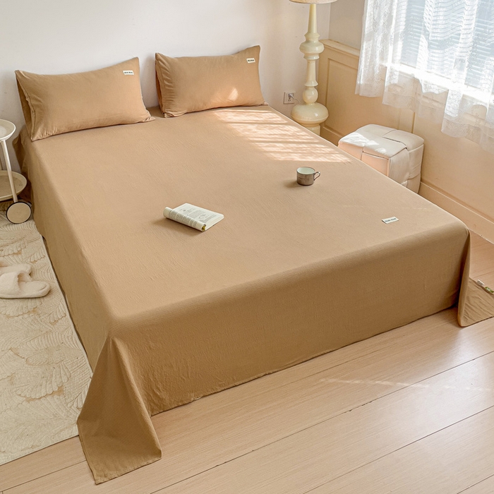 91家纺网 家纺一手货源 找家纺 澜妃 2025新款云感提花双层纱单床单  黄驼泡泡