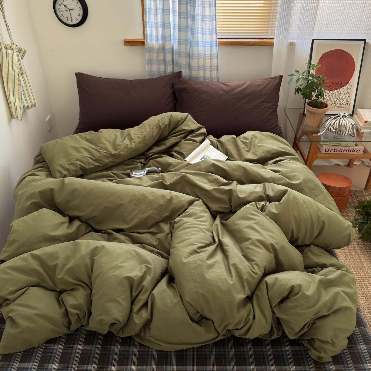 91家纺网 家纺一手货源 找家纺 （总）玖弘家居 2025新款纯色被套格子单混搭四件套