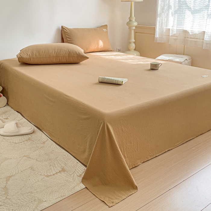 91家纺网 家纺一手货源 找家纺 澜妃 2025新款云感提花双层纱单床单  黄驼泡泡