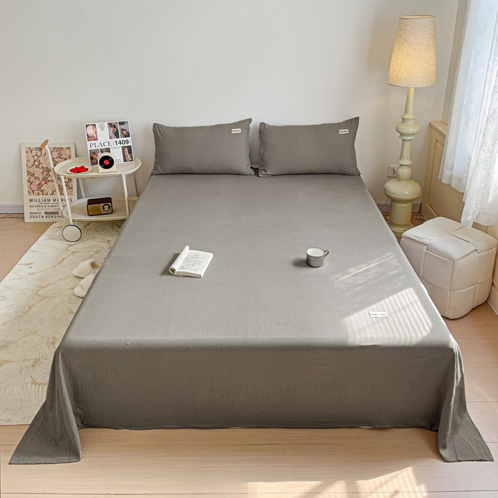 91家纺网 家纺一手货源 找家纺 澜妃 2025新款云感提花双层纱单床单  灰色泡泡