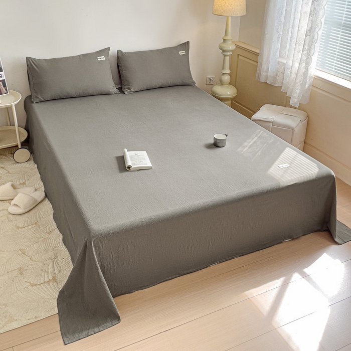 91家纺网 家纺一手货源 找家纺 澜妃 2025新款云感提花双层纱单床单  灰色泡泡