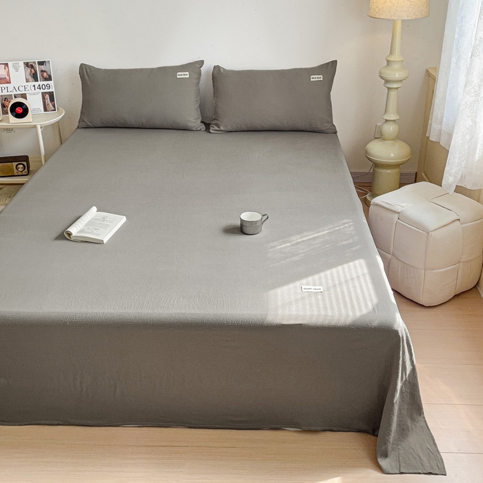 91家纺网 家纺一手货源 找家纺 澜妃 2025新款云感提花双层纱单床单  灰色泡泡