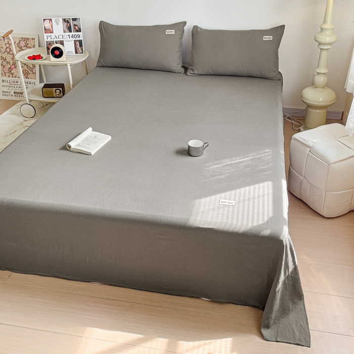 91家纺网 家纺一手货源 找家纺 澜妃 2025新款云感提花双层纱单床单  灰色泡泡