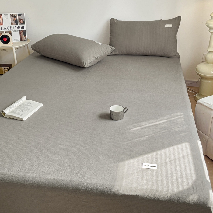 91家纺网 家纺一手货源 找家纺 澜妃 2025新款云感提花双层纱单床单  灰色泡泡