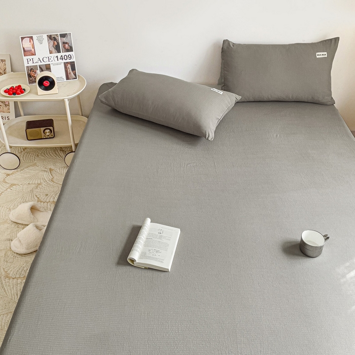 91家纺网 家纺一手货源 找家纺 澜妃 2025新款云感提花双层纱单床单  灰色泡泡