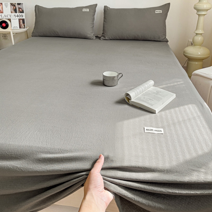 91家纺网 家纺一手货源 找家纺 澜妃 2025新款云感提花双层纱单床单  灰色泡泡