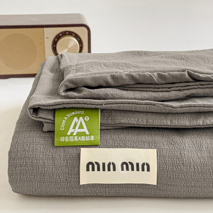 91家纺网 家纺一手货源 找家纺 澜妃 2025新款云感提花双层纱单床单  灰色泡泡