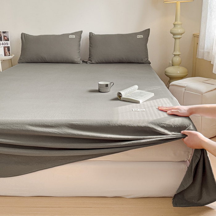 91家纺网 家纺一手货源 找家纺 澜妃 2025新款云感提花双层纱单床单  灰色泡泡