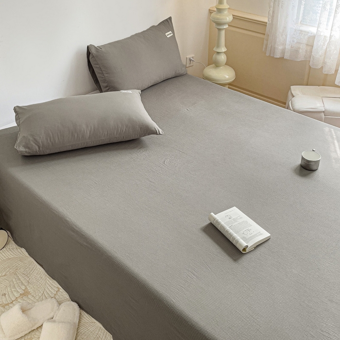 91家纺网 家纺一手货源 找家纺 澜妃 2025新款云感提花双层纱单床单  灰色泡泡