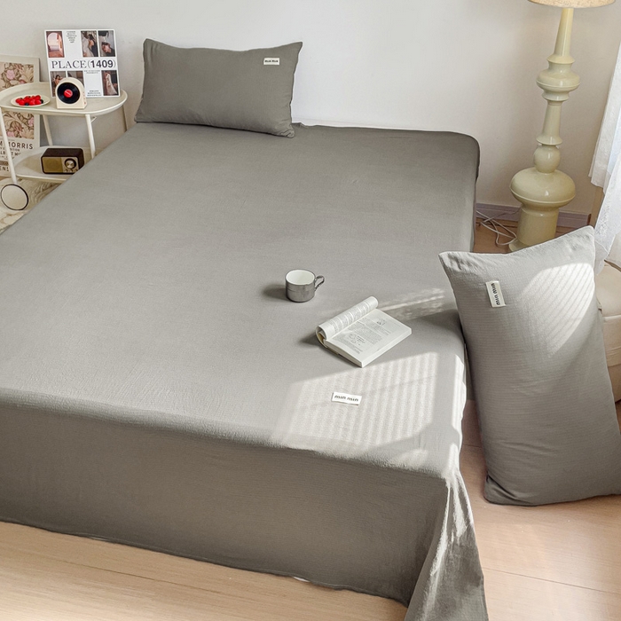 91家纺网 家纺一手货源 找家纺 澜妃 2025新款云感提花双层纱单床单  灰色泡泡