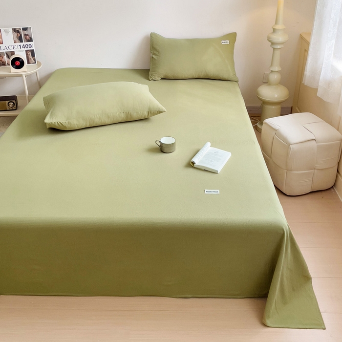 91家纺网 家纺一手货源 找家纺 澜妃 2025新款云感提花双层纱单床单  芥末绿泡泡