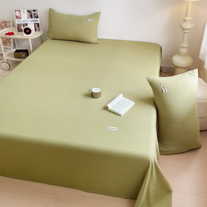 91家纺网 家纺一手货源 找家纺 澜妃 2025新款云感提花双层纱单床单  芥末绿泡泡