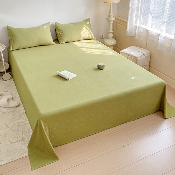 91家纺网 家纺一手货源 找家纺 澜妃 2025新款云感提花双层纱单床单  芥末绿泡泡