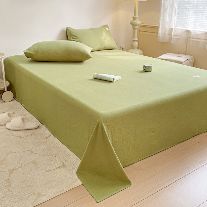 91家纺网 家纺一手货源 找家纺 澜妃 2025新款云感提花双层纱单床单  芥末绿泡泡