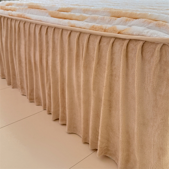 91家纺网 家纺一手货源 找家纺 梦舒羽 2025新款兔毛绒床裙法兰绒床垫保护罩牛奶绒床垫法莱绒床单罩-抽条 兔毛绒抽条-梦幻奶咖