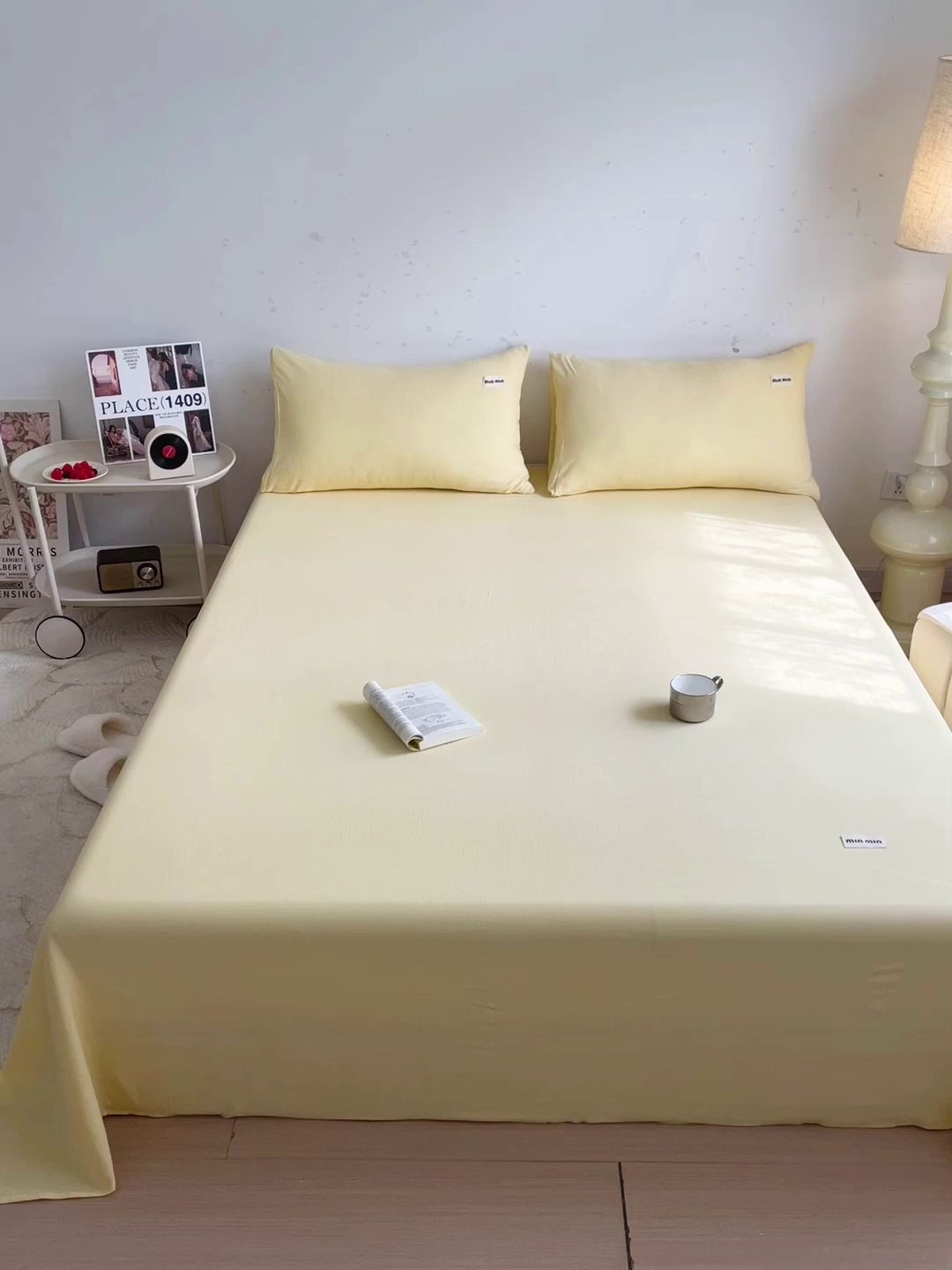 91家纺网 家纺一手货源 找家纺 澜妃 2025新款云感提花双层纱单床单  米黄泡泡