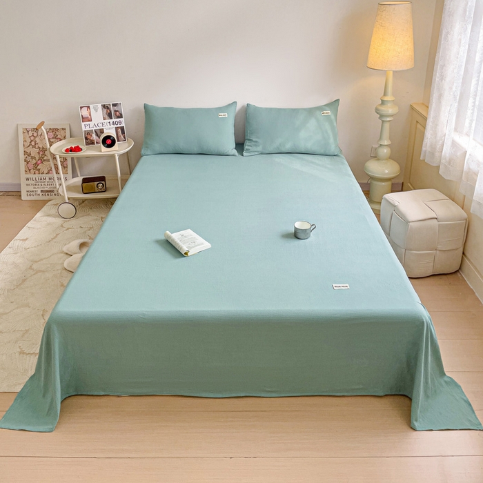 91家纺网 家纺一手货源 找家纺 澜妃 2025新款云感提花双层纱单床单  青绿泡泡