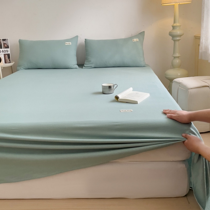 91家纺网 家纺一手货源 找家纺 澜妃 2025新款云感提花双层纱单床单  青绿泡泡